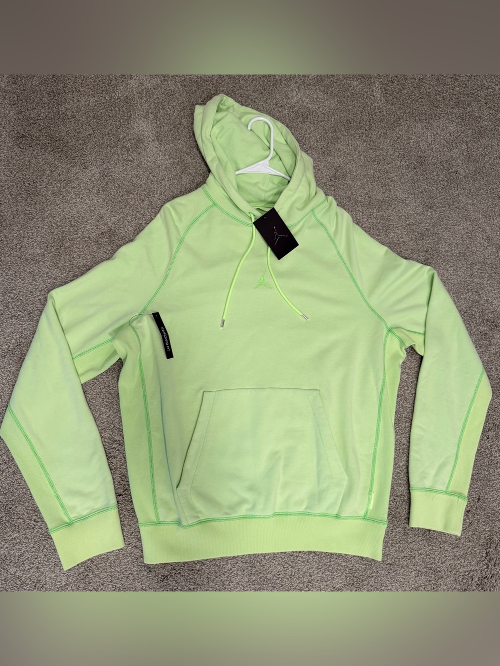 *NEW* NIKE Jordan Wings Ghost Neon Green Washed Fleece Hoodie CD4567-380 Mens L